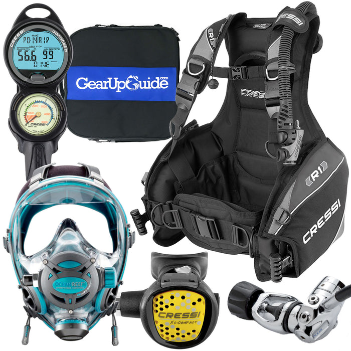 Cressi / Ocean Reef Full-Face Mask Scuba Gear Package with GupG Reg Bag