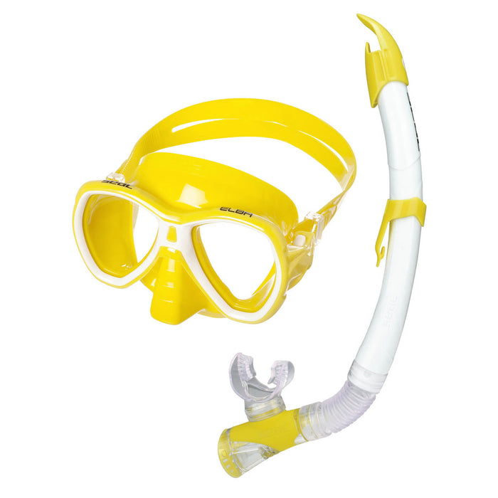 SEAC Elba Premium Adults Scuba Diving Swimming Snorkeling 100% Pure Silicone Mask Snorkel Set w/ Gear Bag