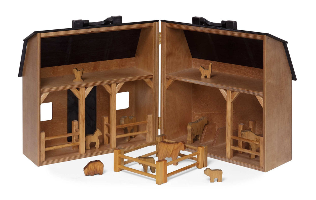 Amish Buggy Toys Kids Wooden Folding Barn