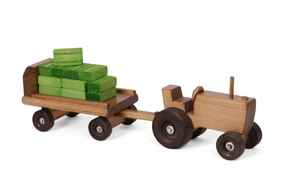 Amish Buggy Toys Kids Wooden Tractor Wagon Playset