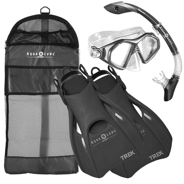 Aqua Lung Sport Admiral 2 LX Mask, Island Dry LX Snorkel, and Trek Fins Set