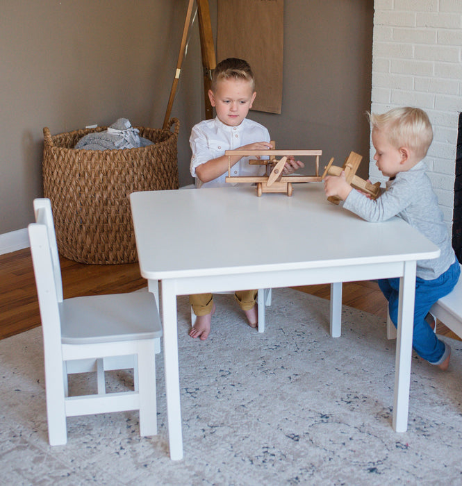 Amish Buggy Toys Kids Wooden Square Table with 4 Chairs Dining Playset - Ships Assembled