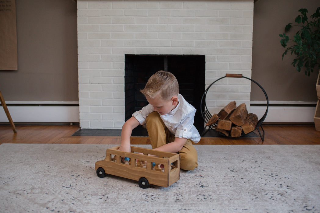 Amish Buggy Toys Wooden Toy School Bus with Little People CPSIA Kid Safe Finish