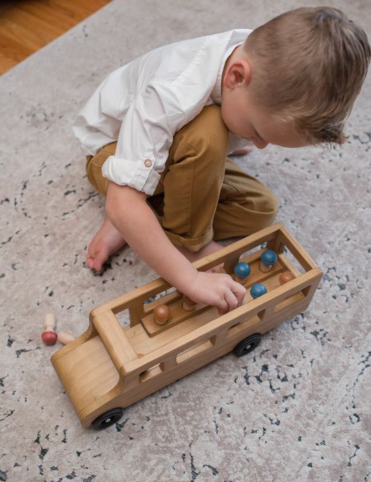 Amish Buggy Toys Wooden Toy School Bus with Little People CPSIA Kid Safe Finish