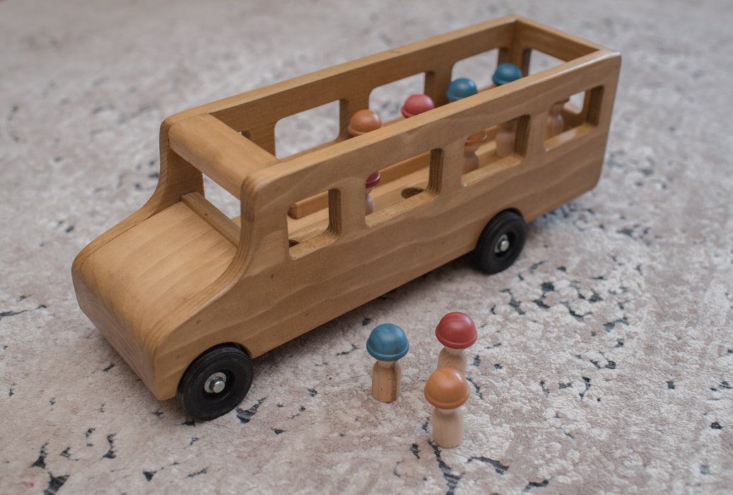 Remley Wooden Toy School Bus with Little People CPSIA Kid Safe Finish