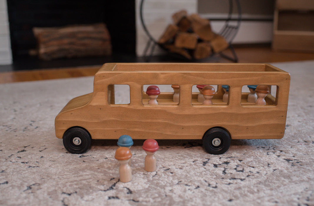 Remley Wooden Toy School Bus with Little People CPSIA Kid Safe Finish