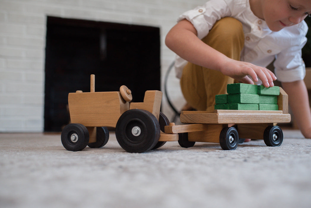 Amish Buggy Toys Kids Wooden Tractor Wagon Playset
