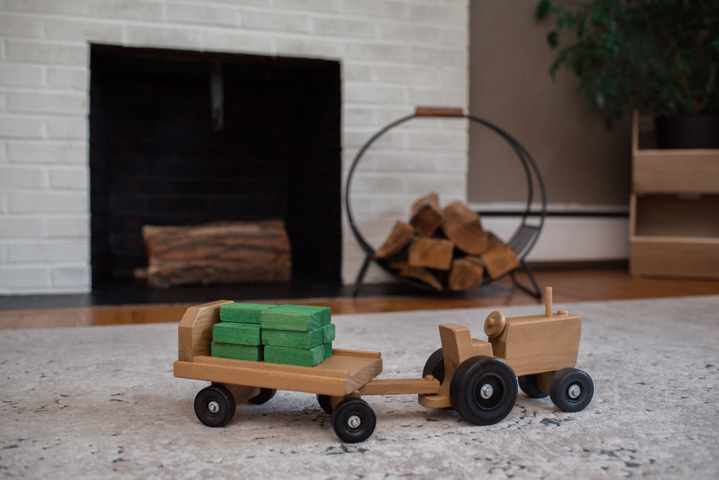 Amish Buggy Toys Kids Wooden Tractor Wagon Playset