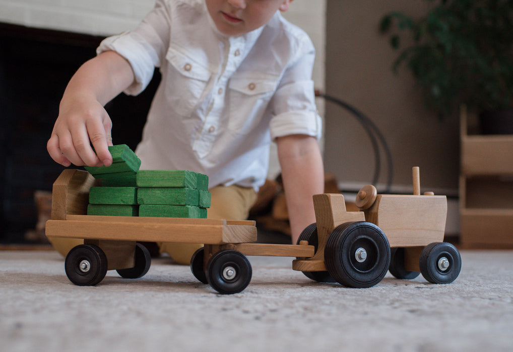 Amish Buggy Toys Kids Wooden Tractor Wagon Playset