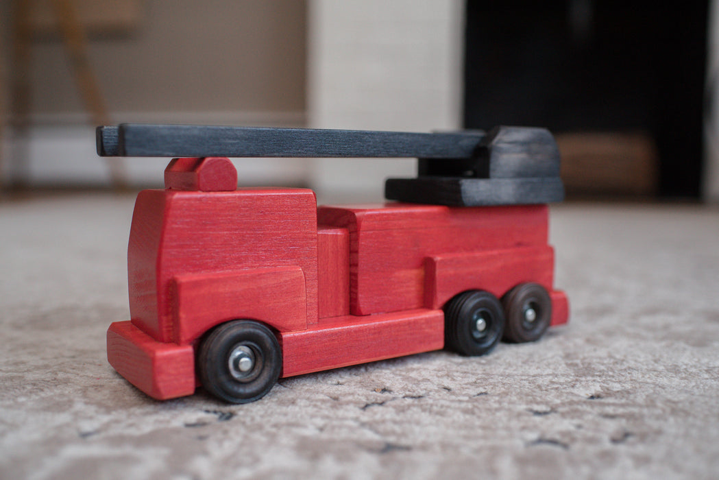 Amish Buggy Toys Kids Wooden Toy Firetruck with Ladders