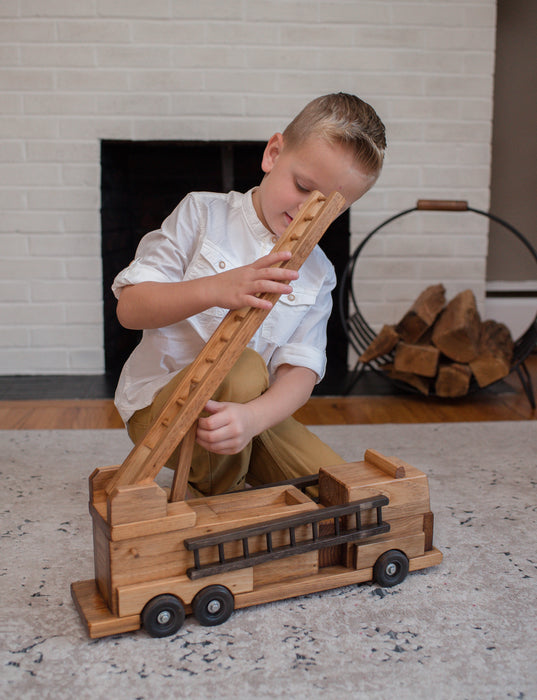 Amish Buggy Toys Kids Wooden Toy Firetruck with Ladders