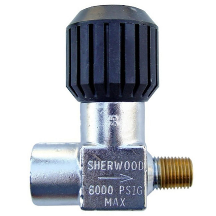 A Plus Marine Supply Sherwood 1/4" NPT Line Valve – 6000 PSI High Pressure Valve, 1/4" FNPT Inlet x 1/4" MNPT Outlet