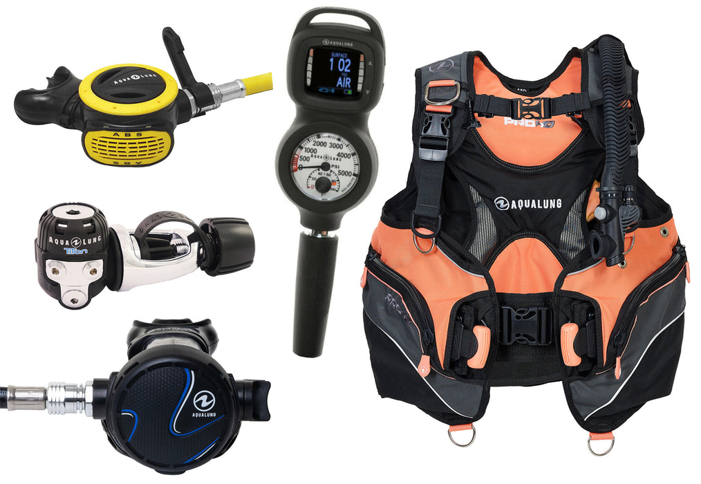 Aqua Lung Scuba Diving Essential Plus Package - Pro HD BCD, Titan Regulator, ABS Octopus & i330R 2-Gauge Console