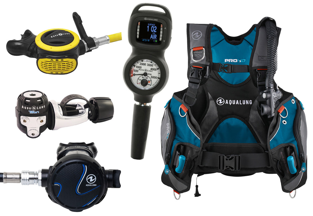 Aqua Lung Scuba Diving Essential Plus Package - Pro HD BCD, Titan Regulator, ABS Octopus & i330R 2-Gauge Console