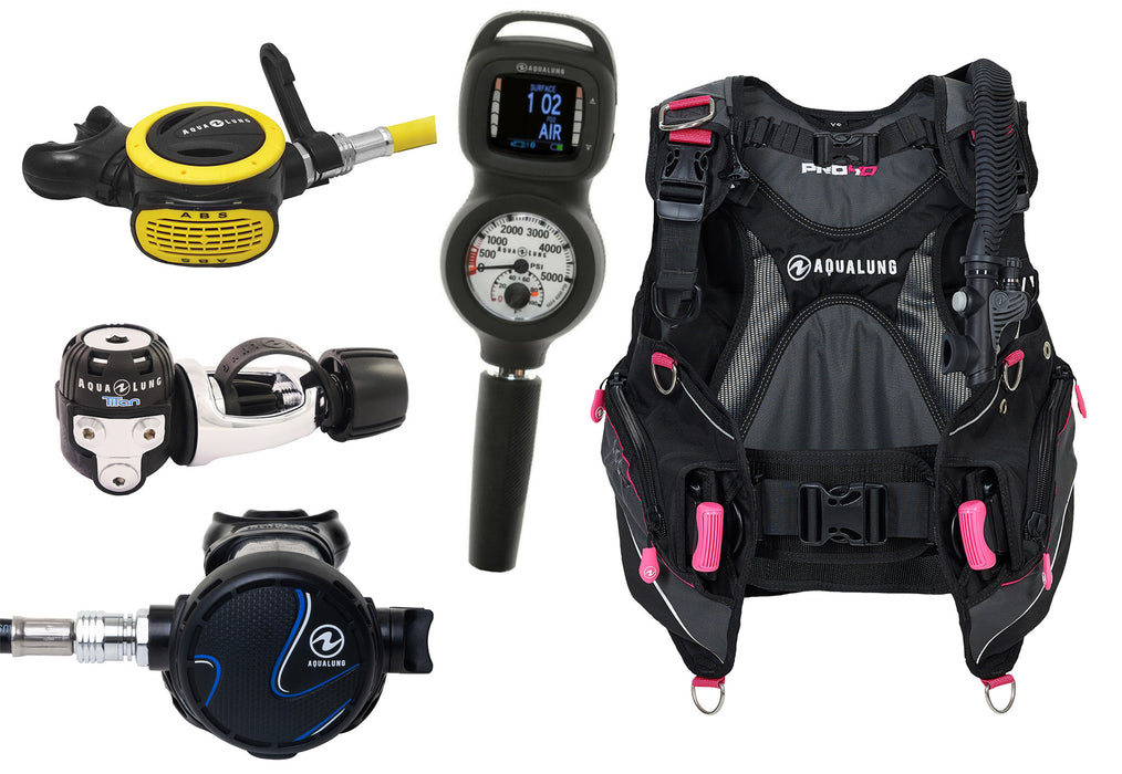 Aqua Lung Scuba Diving Essential Plus Package - Pro HD BCD, Titan Regulator, ABS Octopus & i330R 2-Gauge Console