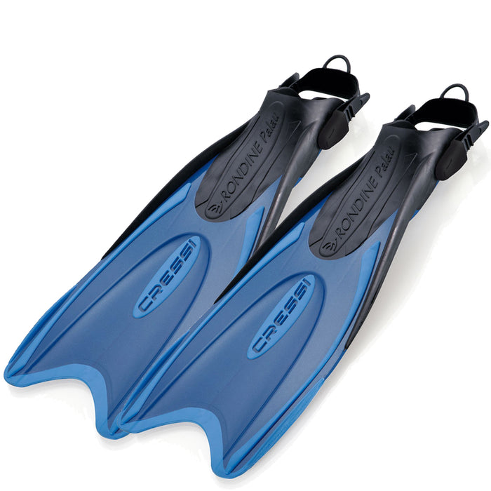 Cressi Palau LAF Long Adjustable Snorkeling Fins - Multi-Size Open Heel Fins for Travel, Swimming & Scuba - Comfortable Barefoot Fit, Made in Italy
