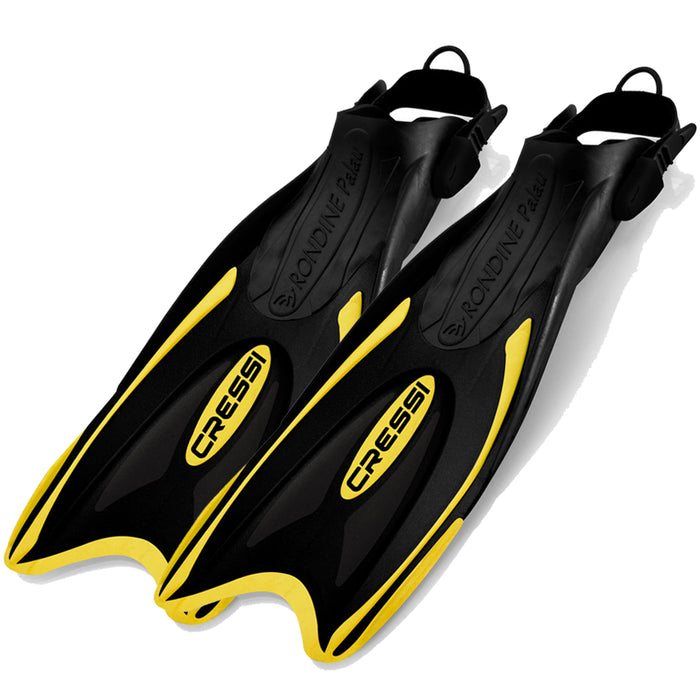 Cressi Palau LAF Long Adjustable Snorkeling Fins - Multi-Size Open Heel Fins for Travel, Swimming & Scuba - Comfortable Barefoot Fit, Made in Italy