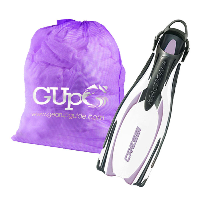 Cressi Reaction Elastic Bungee System Scuba Adjustable Fin w/ GupG Mesh Bag