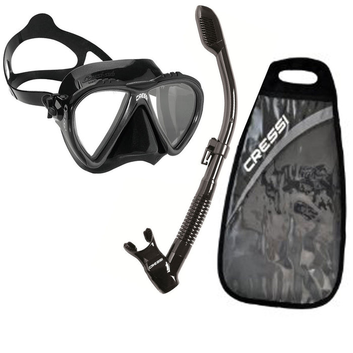 Cressi Matrix Snorkel Mask & Dry Snorkel Set w/ Gear Bag