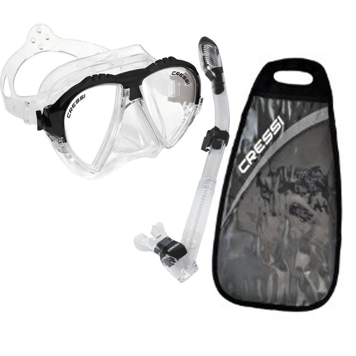 Cressi Matrix Snorkel Mask & Dry Snorkel Set w/ Gear Bag