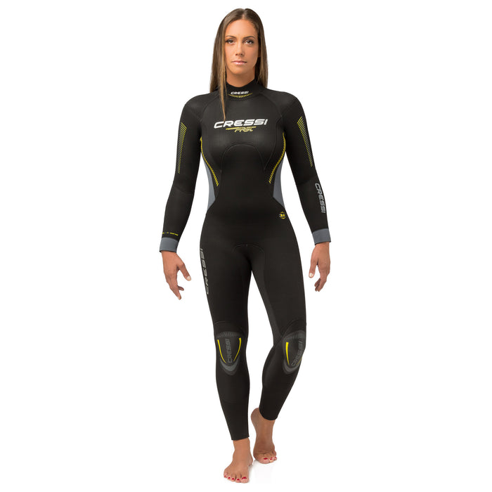 Cressi Fast Womens Wetsuit for Scuba Diving and Snorkeling, 5mm Double-lined Neoprene, 120° Neck Design