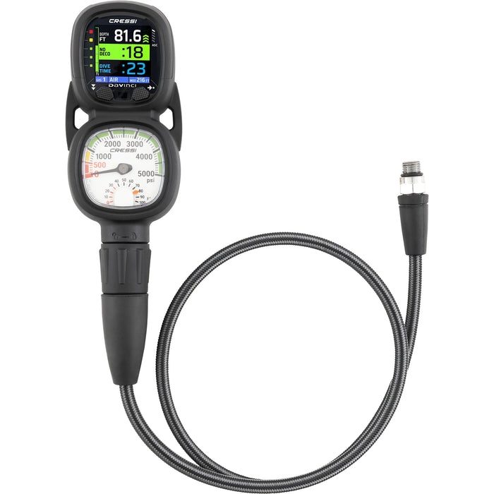 Cressi Da Vinci Console 2 (PSI) Dive Computer Console with Pressure Gauge, Bluetooth, Digital Compass, Rechargeable Battery & Bühlmann ZHL-16C Algorithm