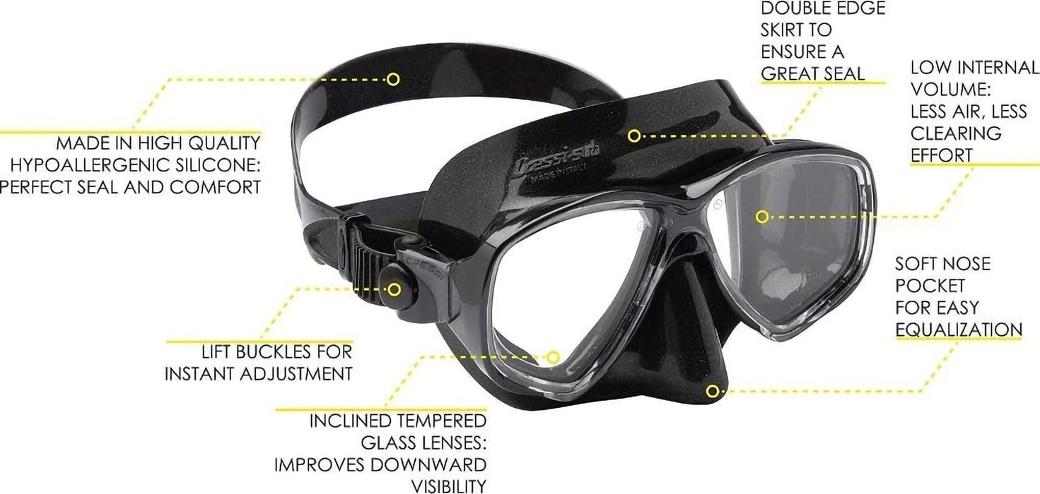 Cressi Marea Adult Small Inner Volume Mask for Scuba, Snorkeling