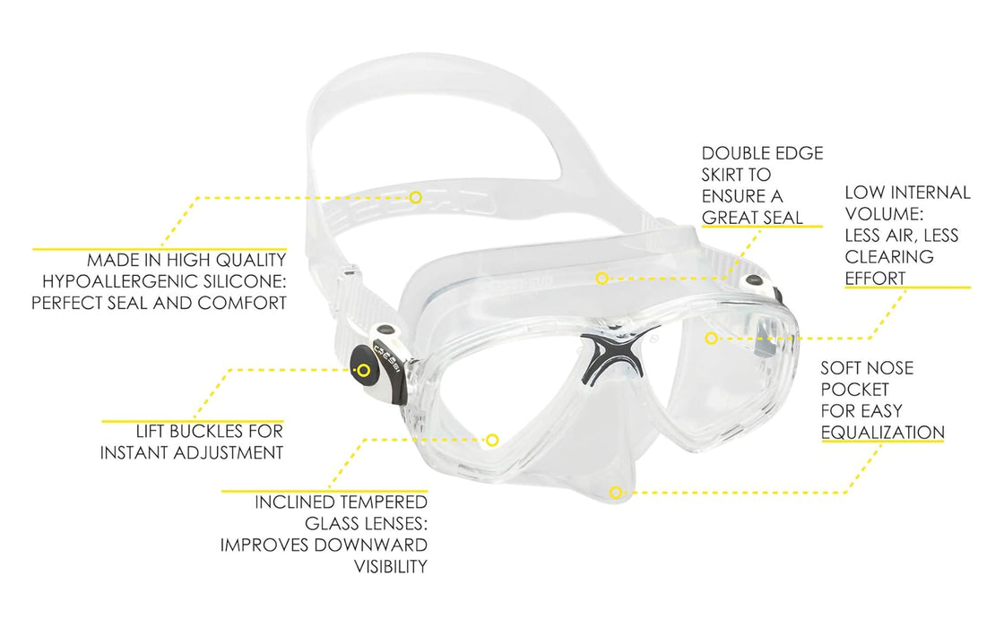 Cressi Marea Adult Small Inner Volume Mask for Scuba, Snorkeling