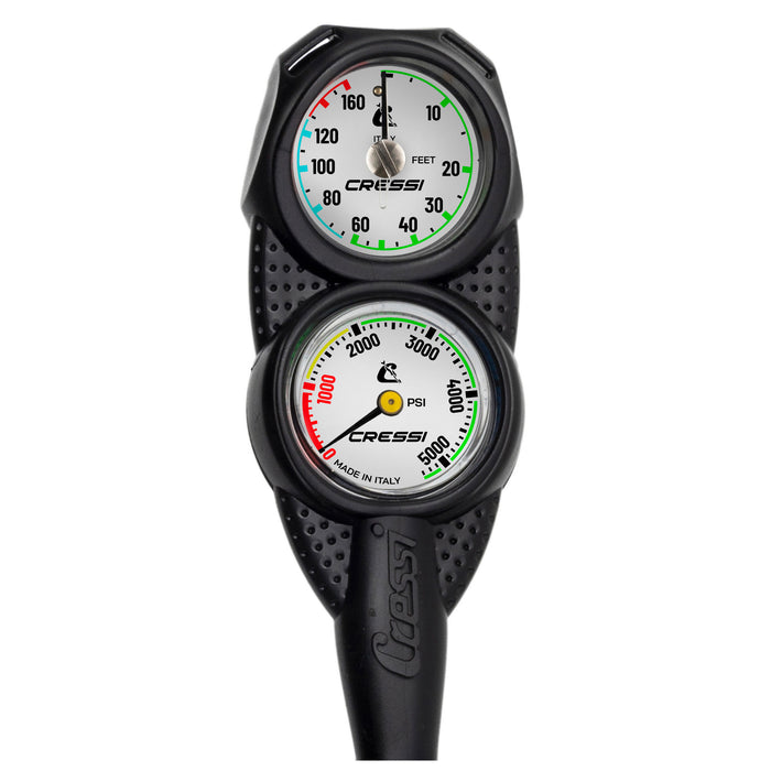 Cressi MiniConsole DP2 White Imperial – Compact 2-Gauge Dive Console with Pressure & Depth Gauges, 5000 PSI / 230 ft