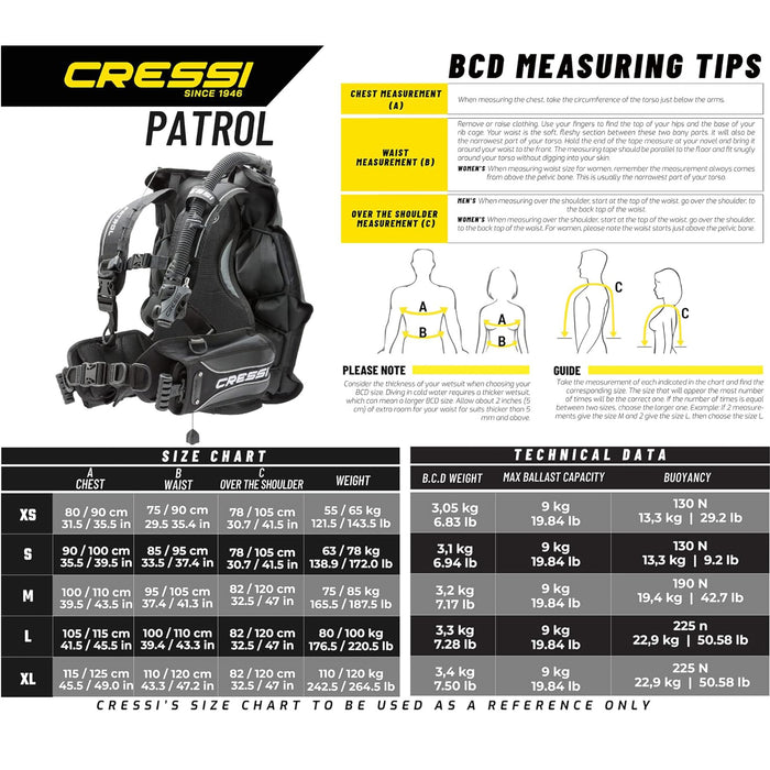 Cressi Travel Patrol Package - Complete with Patrol BCD, MC9 Compact Regulator, Octopus Compact, Donatello Console 2 and Piper Bag