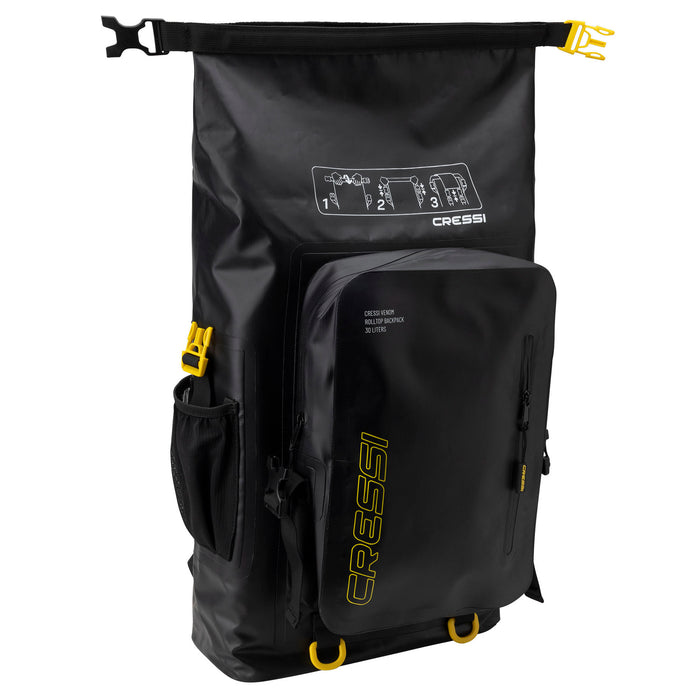 Cressi Venom 30L Rolltop Waterproof Wet Gear Backpack for Diving, Surf & Water Sports