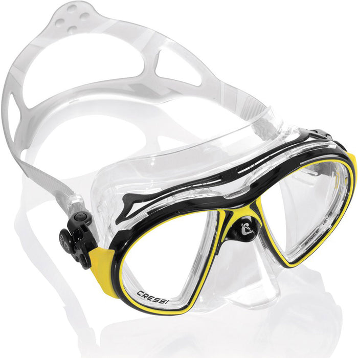 Cressi Air Mask Scuba Gear Package w/ Reaction EBS Fins, Alpha Ultra Dry Snorkel & GupG Mesh Bag