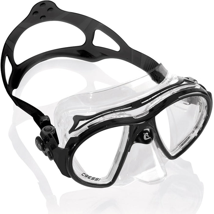 Cressi Air Mask Scuba Gear Package w/ Reaction EBS Fins, Alpha Ultra Dry Snorkel & GupG Mesh Bag