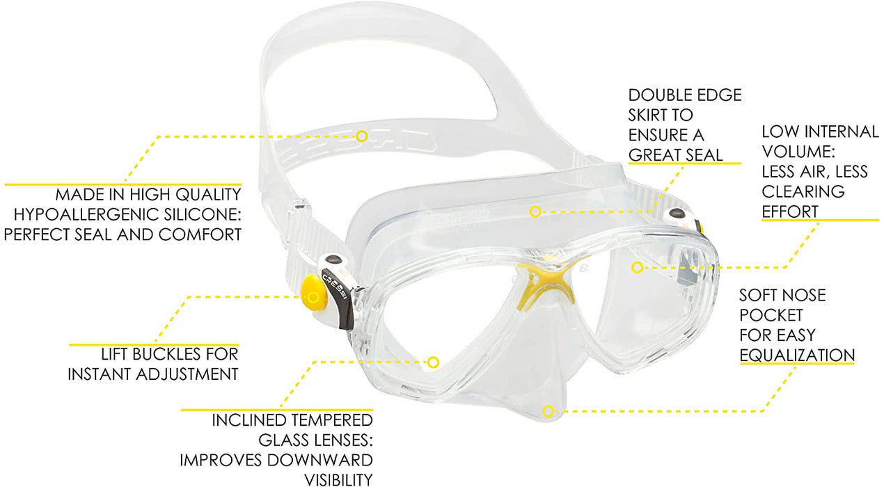 Cressi Marea Adult Small Inner Volume Mask for Scuba, Snorkeling