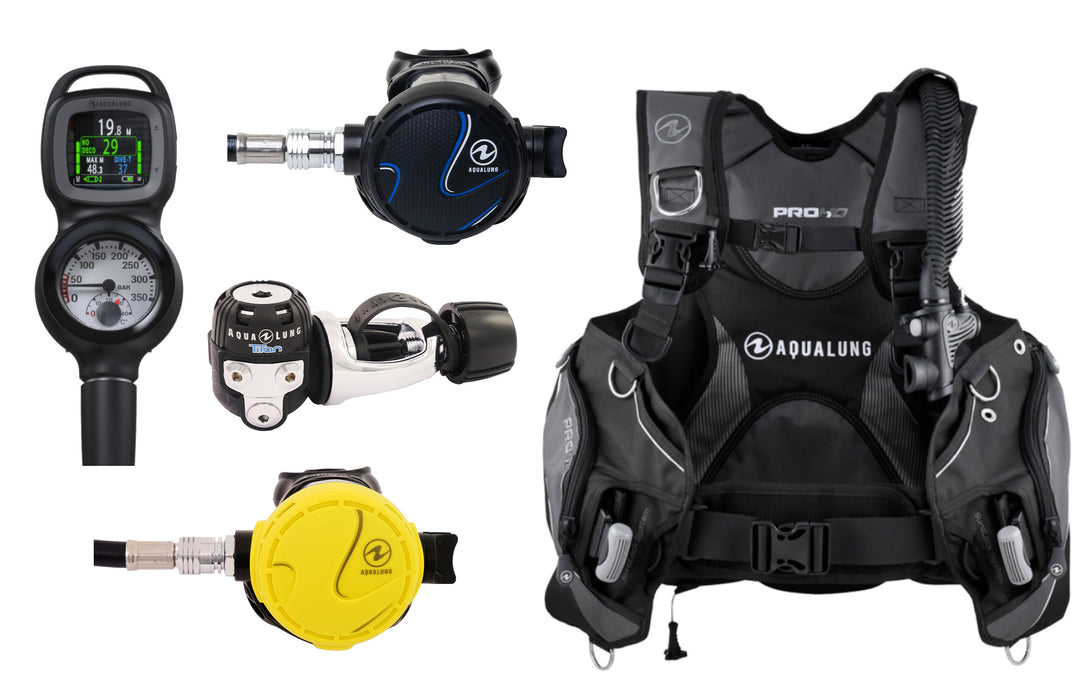 Aqua Lung Scuba Diving Essential Package - PROHD BCD, Titan Regulator + Octo & i330R 2-Gauge Console