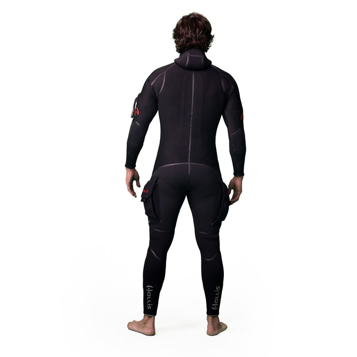 Hollis Neotek 4/3 Unisex Wetsuit - Warm-Water Technical Dive Suit with G-lock Front Zipper, ThermaSkin Liner, Utility Pockets & Attached Hood