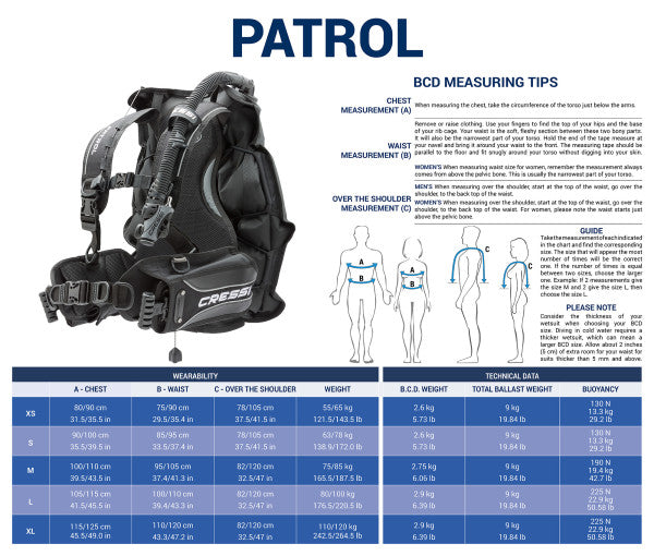 Cressi Patrol BCD Scuba Diving Gear w/ AC2 Compact Regulator, Compact Octo, Mini SPG PSI Gauge & GupG Regulator Bag