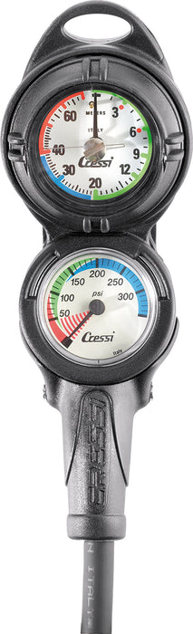 Cressi Console PD2 - Scuba Diving Pressure and Depth Gauge with Hose: Made in Italy