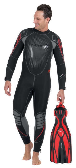 SEAC Komoda Man, Ultra Comfortable Scuba Diving Wetsuit in 7 mm Superelastic Neoprene, Rear Zip