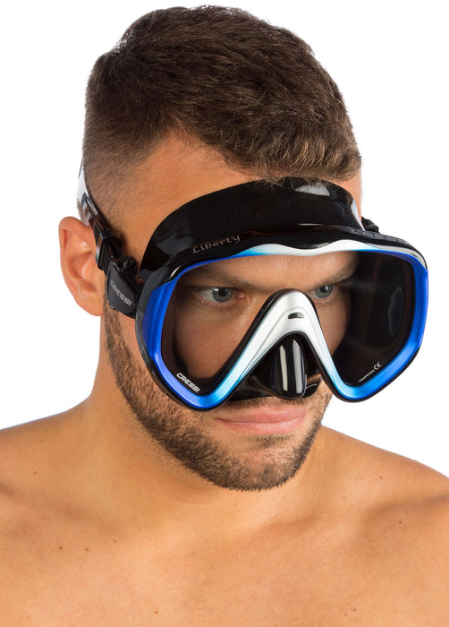 Cressi Liberty SCUBA Diving Mask: Wide View, Soft Silicone Skirt, and Easy Strap Adjustment