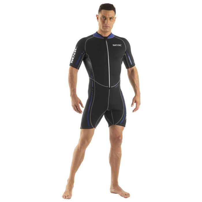 SEAC M.Corto Trendy Man 2.5mm Neoprene Shorty Wetsuit with Front Zip for Water Sports