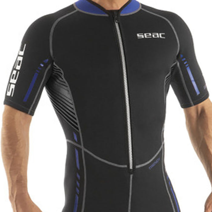 SEAC M.Corto Trendy Man 2.5mm Neoprene Shorty Wetsuit with Front Zip for Water Sports