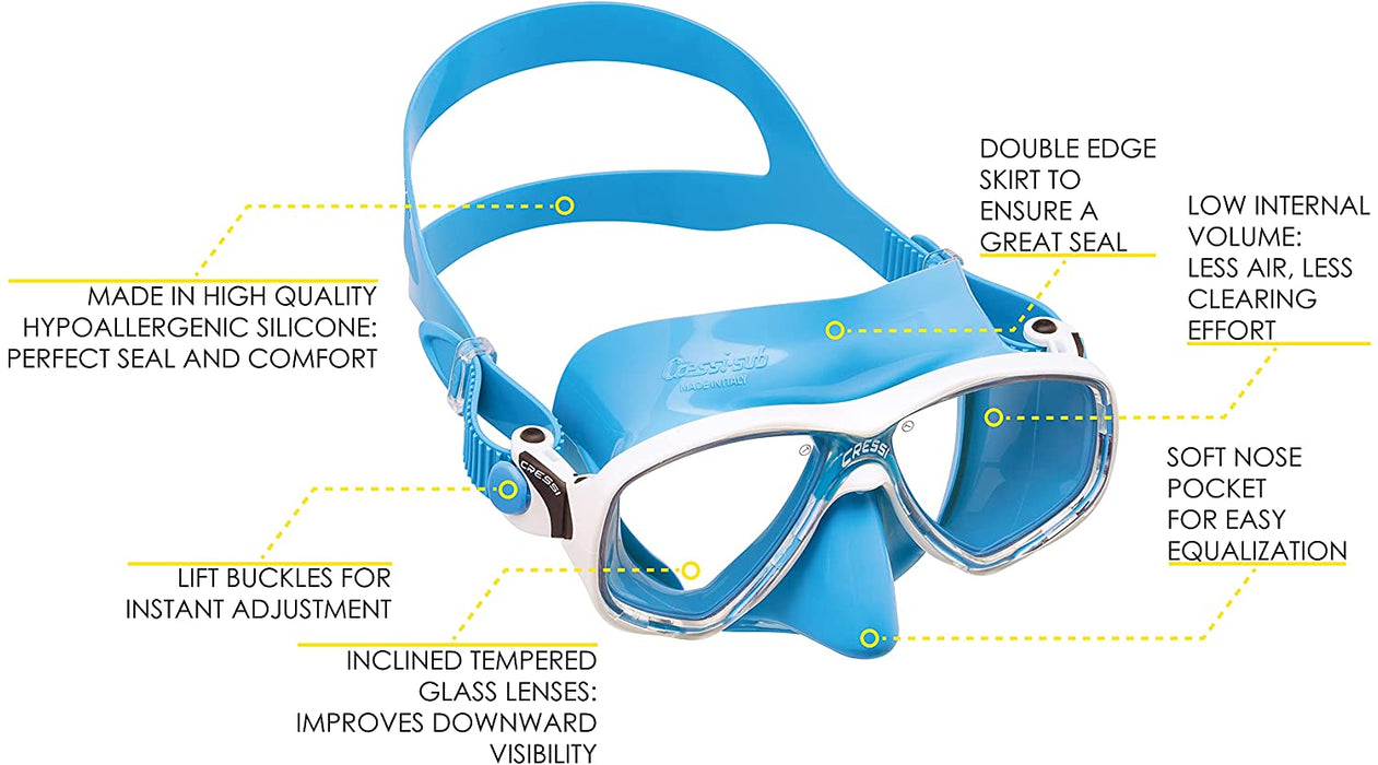 Cressi Marea Adult Small Inner Volume Mask for Scuba, Snorkeling