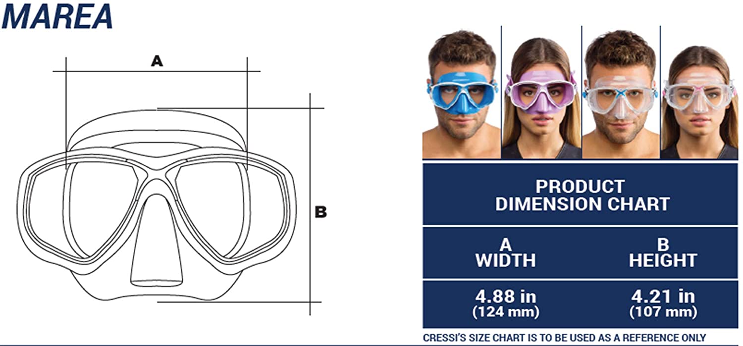 Cressi Marea Adult Small Inner Volume Mask for Scuba, Snorkeling