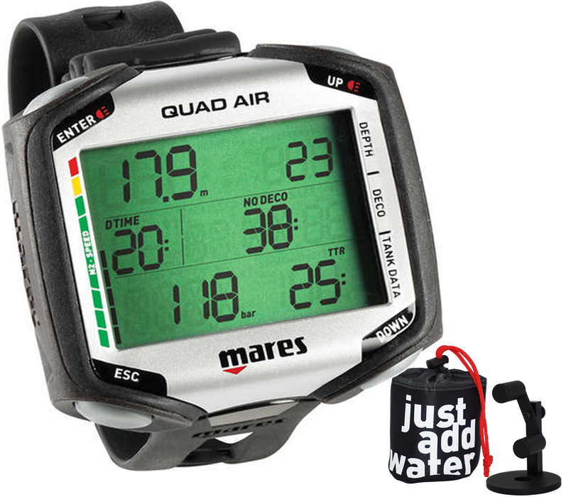 Mares Quad Air Scuba Diving Wrist Computer with Watch Stand Package