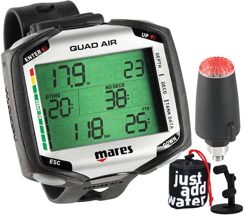 Mares Quad Air Scuba Diving Wrist Computer with Watch Stand Package