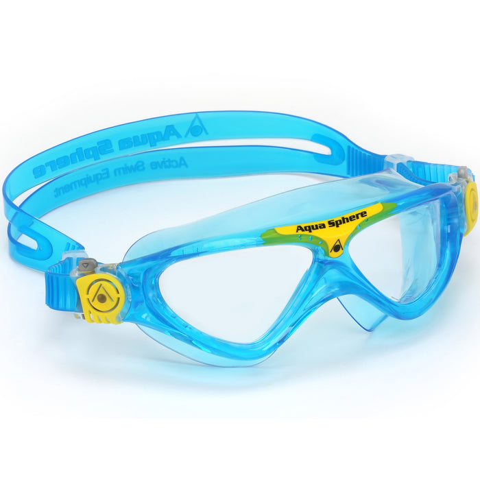 Aqua Sphere Vista Jr Swimming Goggles Clear Lens, Turquoise/Yellow