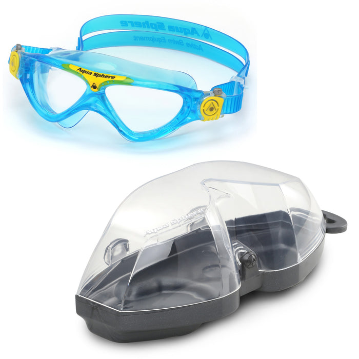 Aqua Sphere Vista Jr Swimming Goggles Clear Lens, Turquoise/Yellow