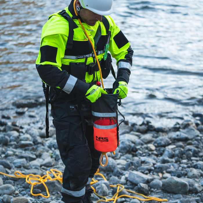 NRS NFPA Rope Rescue Throw Bag with 75 ft Sterling Grabline™ Rope – 3/8" Diameter, High-Visibility Cordura® Bag, Floating Rescue Line