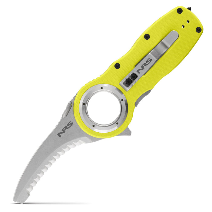 NRS Pilot Access SAR Folding Rescue Knife – Serrated Hawksbill Blade, Glass Breaker, G10 Handle, 4-Way Pocket Clip